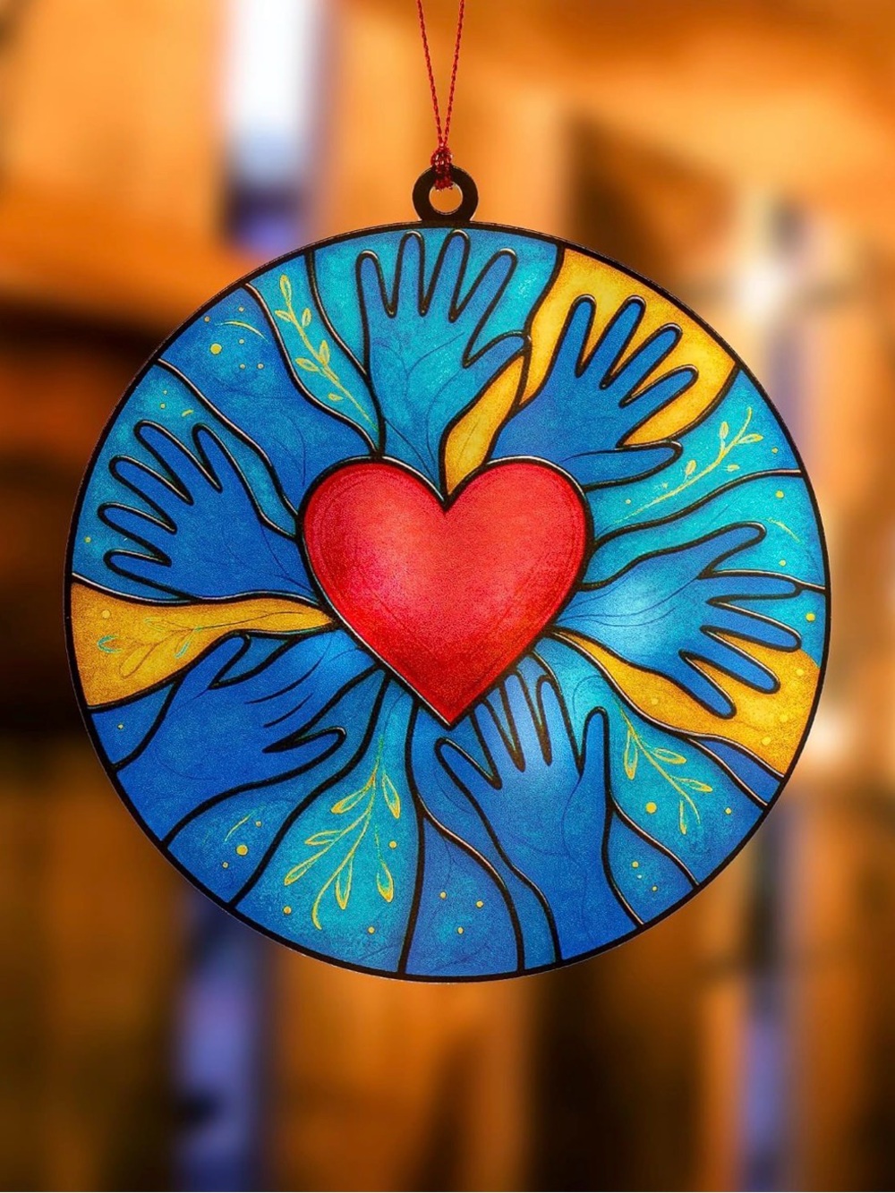 🎇Multi🎇Blue and Red Heart Mosaic Hanging Wall Art (2/$10)